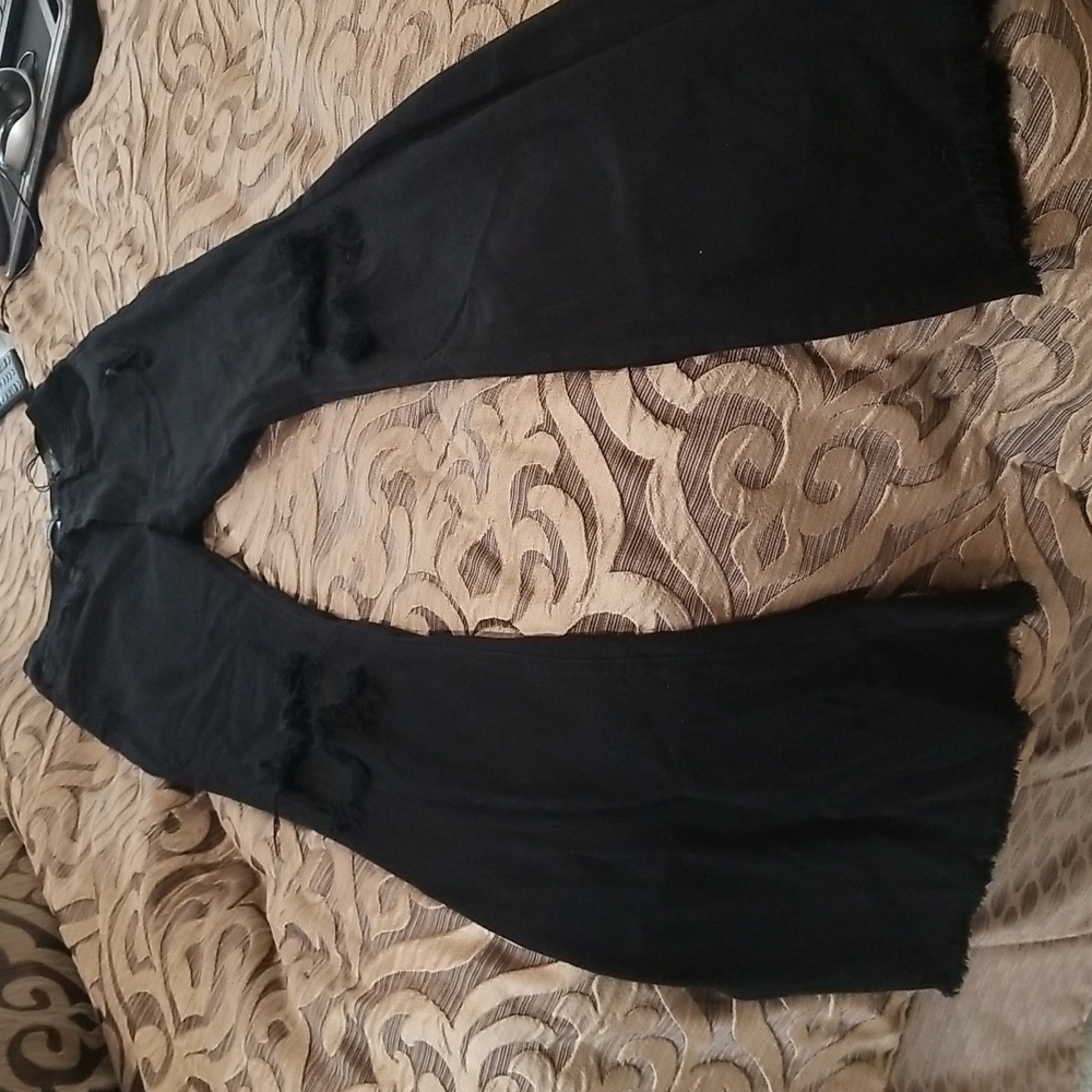Black Denim Super Wide Leg Jeans- Size 7